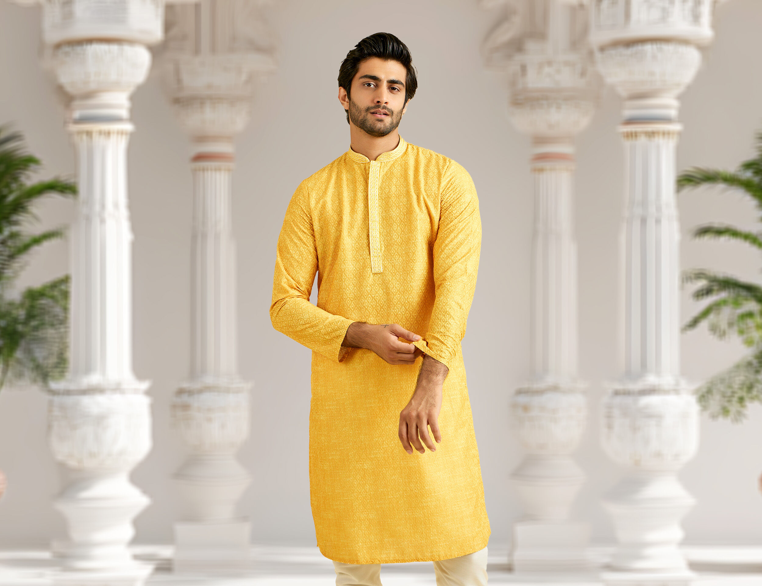  Man flaunting his mustard yellow kurta